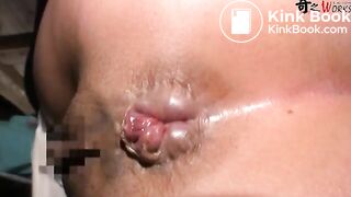 Toilet man plays with asses of shitting women