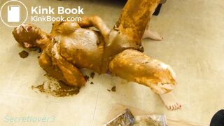 short haired chick plays in shit