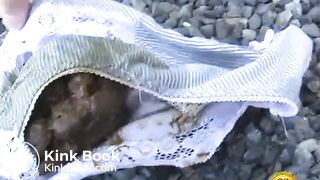 Female poop desperation in public