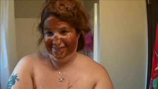 bbw rubs shit in hair