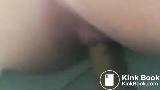 Girl pooping out a nice turd