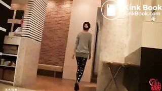 Asian girl who is sick of diarrhea is shitting in the mall WC