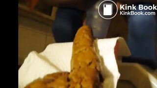 girl taking a huge shit