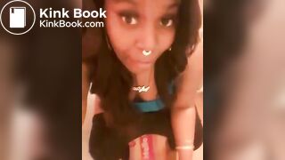 Ebony shitting on the toilet then shows it