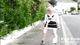 Mature woman shitting on the street