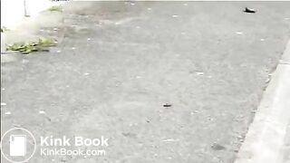 Mature woman shitting on the street