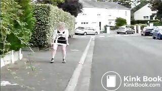 Mature woman shitting on the street