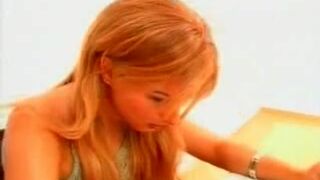 Sexy girl piss and shits on table