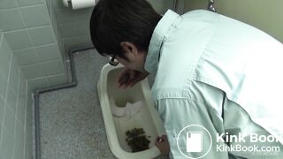 Guy eats a girl's shit in the toilet
