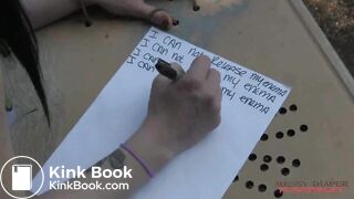 Ash massive poop into bulky green diaper