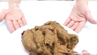 Girl eats, then shits with a nice straining expression on her face