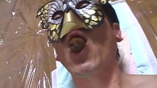 wet shit in his mouth