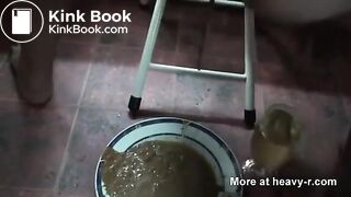 liquid shit on plate by girl