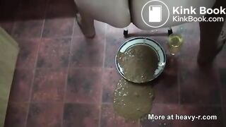 liquid shit on plate by girl