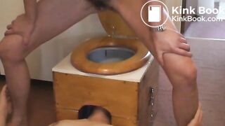 Woman Using A Toilet Box On Her Guy