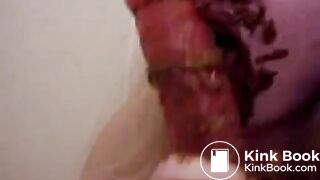 she sucks shitty dildo