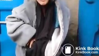 Crackhead lady takes a hot, wet shit on sidewalk