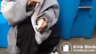 Crackhead lady takes a hot, wet shit on sidewalk