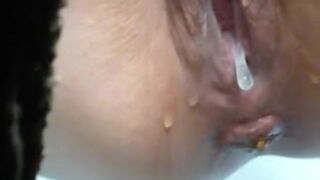 Cum filled woman shitting in a street toilet