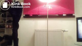 Big titted Chick plays with shit in pink fishnet