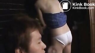 Poop in white nylon panties