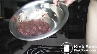 Lady takes a red dump