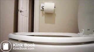 Girls pooping on toilet and napkin