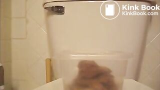 Plastic container creamy poop