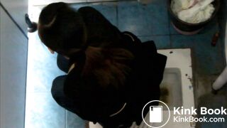 Internet cafe girl pooping