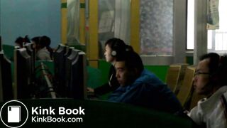 Internet cafe girl pooping