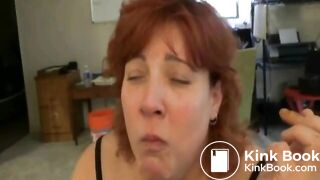 fat slave wife swallows huge turd from hubby's hole