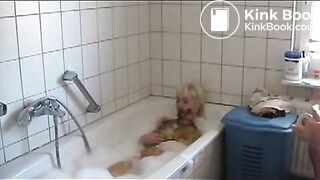 blonde wife takes a bath