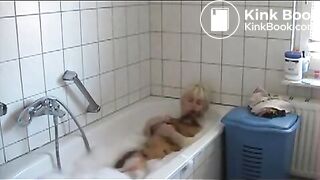 blonde wife takes a bath