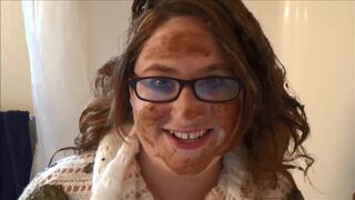 BBW smears shit on hair and sweater