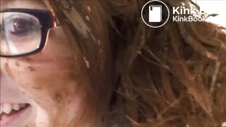 BBW smears shit on hair and sweater