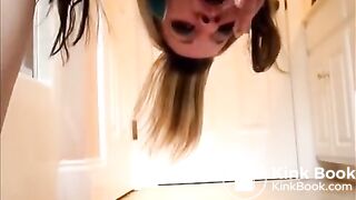 Babe playing with scat