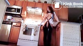 Chick in sexy outfit makes brownies