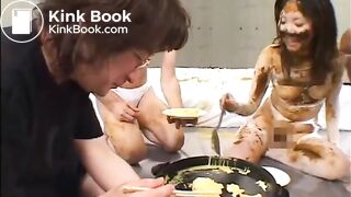 tooth brush with shit and eat flied egg containing shit with smile