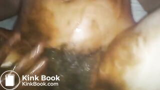 Smearing Poop On Her Beautiful Hairy Pussy