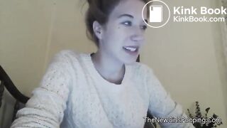Cute teen girl sits on the toilet in front of the camera. She starts poopin