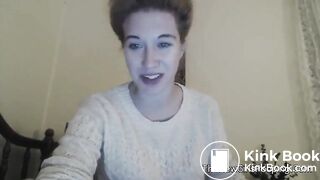 Cute teen girl sits on the toilet in front of the camera. She starts poopin