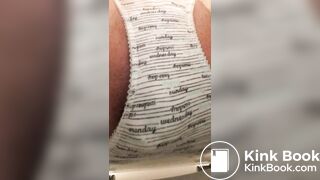 Shitting in panties over toilet