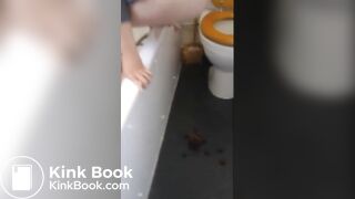 Nasty amateur wife taking a dump on the floor
