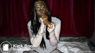 Scat smearing and dildo blowjob