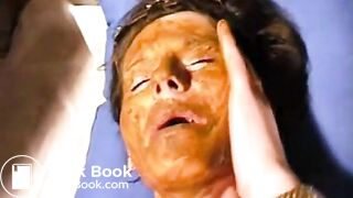 slp Marina shit jean shorts and smears her face and ass