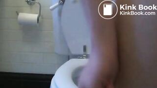 young blond poops in toilet