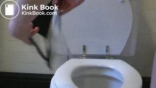 young blond poops in toilet