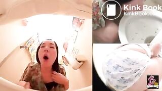 Sick women shitted panties and vomited in the public toilet