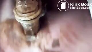 Fat mature anal riding with shit