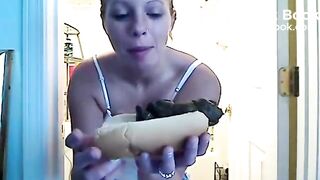 Bathroom poo in hand - shit hot dog
